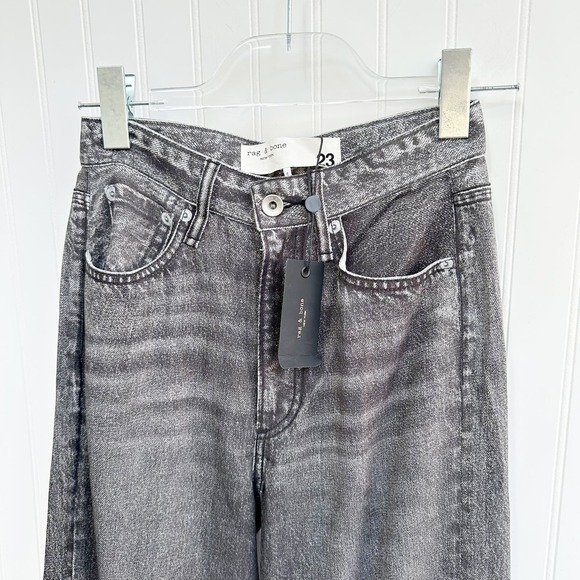 rag & bone Black Magic Liquid Miramar Alex High Rise Straight NWT 23 - Picture 4 of 9